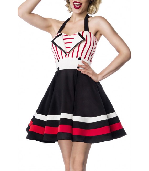 Neckholder-Kleid von Belsira schwarz/rot/weiß
