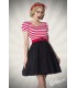 Jersey Kleid mit Tellerrock, kurzen Puffärmelchen und Rundhalsausschnitt von Belsira schwarz/weiß/rot
