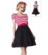 Jersey Kleid mit Tellerrock, kurzen Puffärmelchen und Rundhalsausschnitt von Belsira schwarz/weiß/rot
