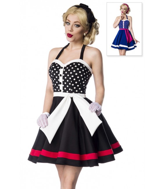 Retro-Neckholder Kleid von Belsira schwarz/weiß/rot