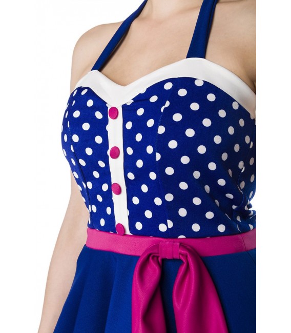 Retro-Neckholder Kleid von Belsira blau/rosa/weiß