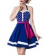 Retro-Neckholder Kleid von Belsira blau/rosa/weiß
