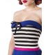 Jersey Body mit Rüschenbesatz von Belsira im trendigen Retro Look blau/rosa/weiß
