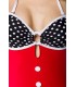 Retro Look Swimsuit von Belsira mit farblich abgesetzten Paspeln und partiell mit Pünktchenmuster