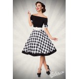 Schönes schulterfreies Swing-Kleid von Belsira kurze Ärmel mit Manschetten