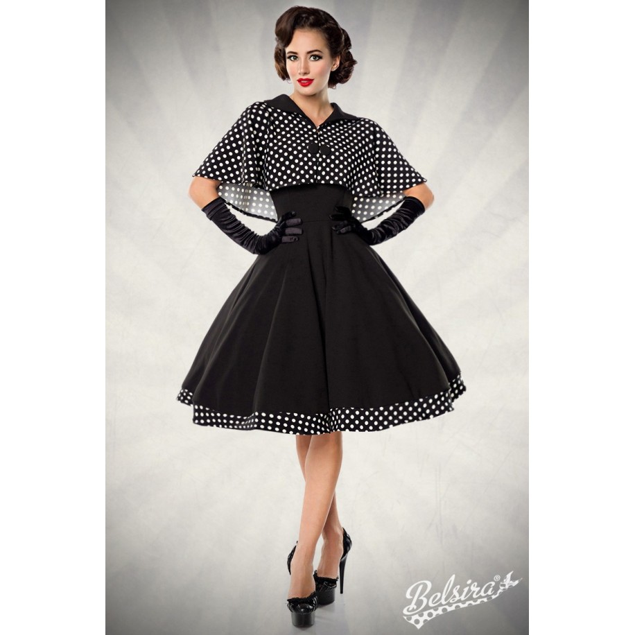 Ärmelloses Swing-Kleid mit Cape von Belsira mit Tellerrock