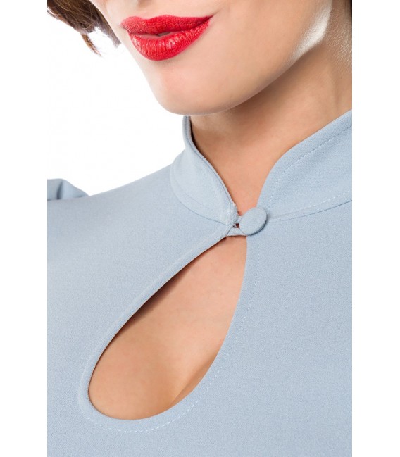 Jersey-Bluse von Belsira mit Stehkragen und einen Tropfenausschnitt hellblau