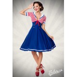 Swing-Kleid im Marinelook von Belsira  mit Ankermotiv, kurze Ärmelchen und einen Matrosenkragen