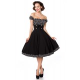 Schulterfreies Swing-Kleid mit Tellerrock von Belsira schwarz/weiß