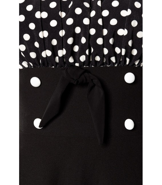 Schulterfreies Swing-Kleid mit Tellerrock von Belsira schwarz/weiß