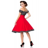 Schulterfreies Swing-Kleid mit Tellerrock von Belsira rot/schwarz/weiß