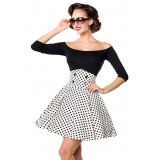 Kurzer Swing-Rock von Belsira in High Waist Optik mit extra breitem Bund weiß/schwarz