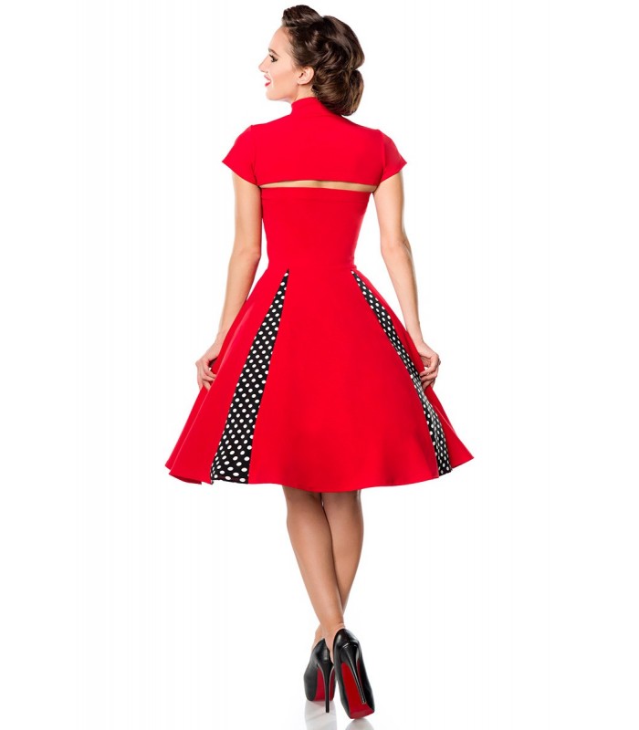 Damenkleid von Belsira Mode Retro Rockabilly Bolero Rotes Vintage Kleid 50062 