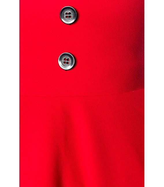 Retrorock - Knieumspielender Tellerrock in High Waist Optik mit extra breitem Bund von Belsira rot