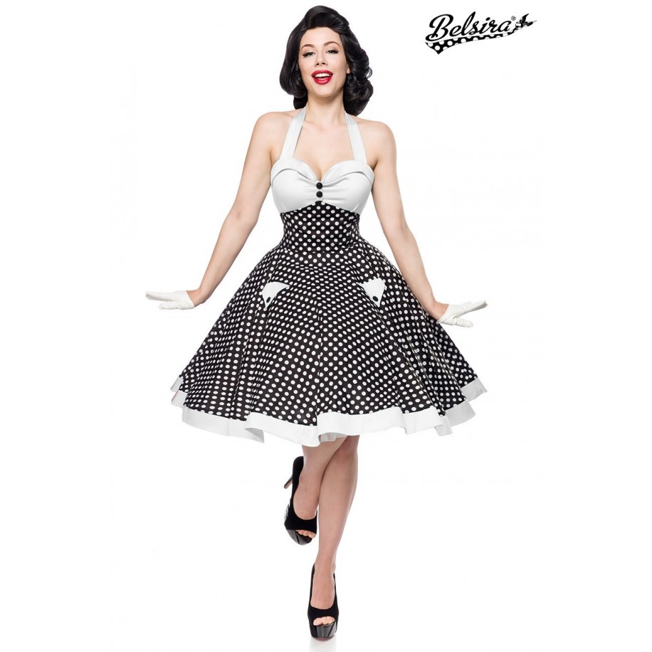 Retrokleid Vintage-Swing-Kleid aus Baumwolle von Belsira schwarz/weiß