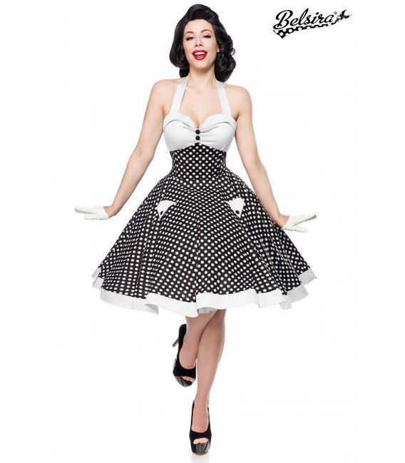 Retrokleid Vintage-Swing-Kleid aus Baumwolle von Belsira schwarz/weiß
