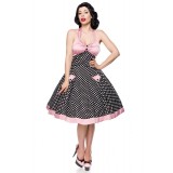 Retrokleid Vintage-Swing-Kleid aus Baumwolle von Belsira schwarz/weiß/rosa