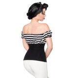 Jersey-Top mit Raffungen im Brustbereich von Belsira rot/schwarz/stripe