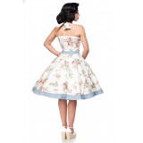 Retrokleid Vintage Swing Kleid von Belsira hat einen Tellerrock mit Saumpasse blau/rosa/weiß