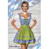 Klassisch traditionelles Minidirndl von Dirndline mit traditionellem Karomuster blau