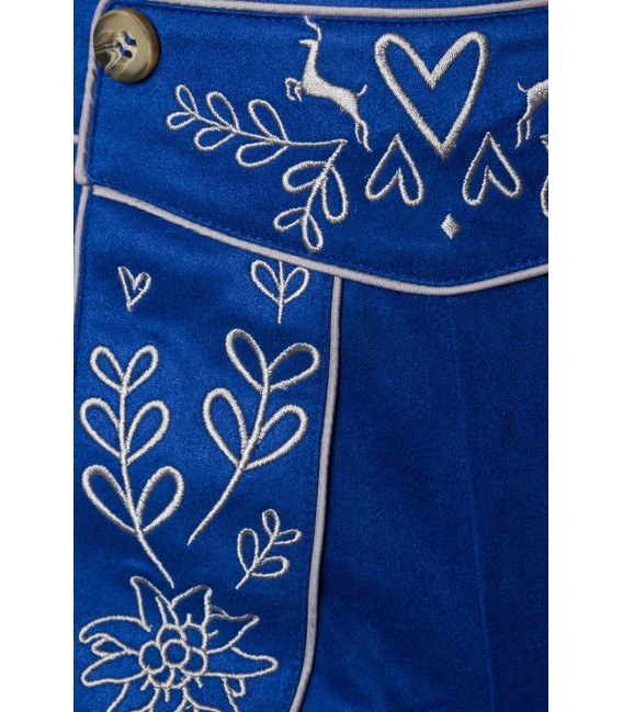 Traditionelle Trachtenkniebundhose von Dirndline mit abnehmbaren Trägern blau