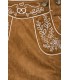 ausgestellter Trachtenrock von Dirndline in Velourslederoptik mit Stickereien, abnehmbare Träger braun