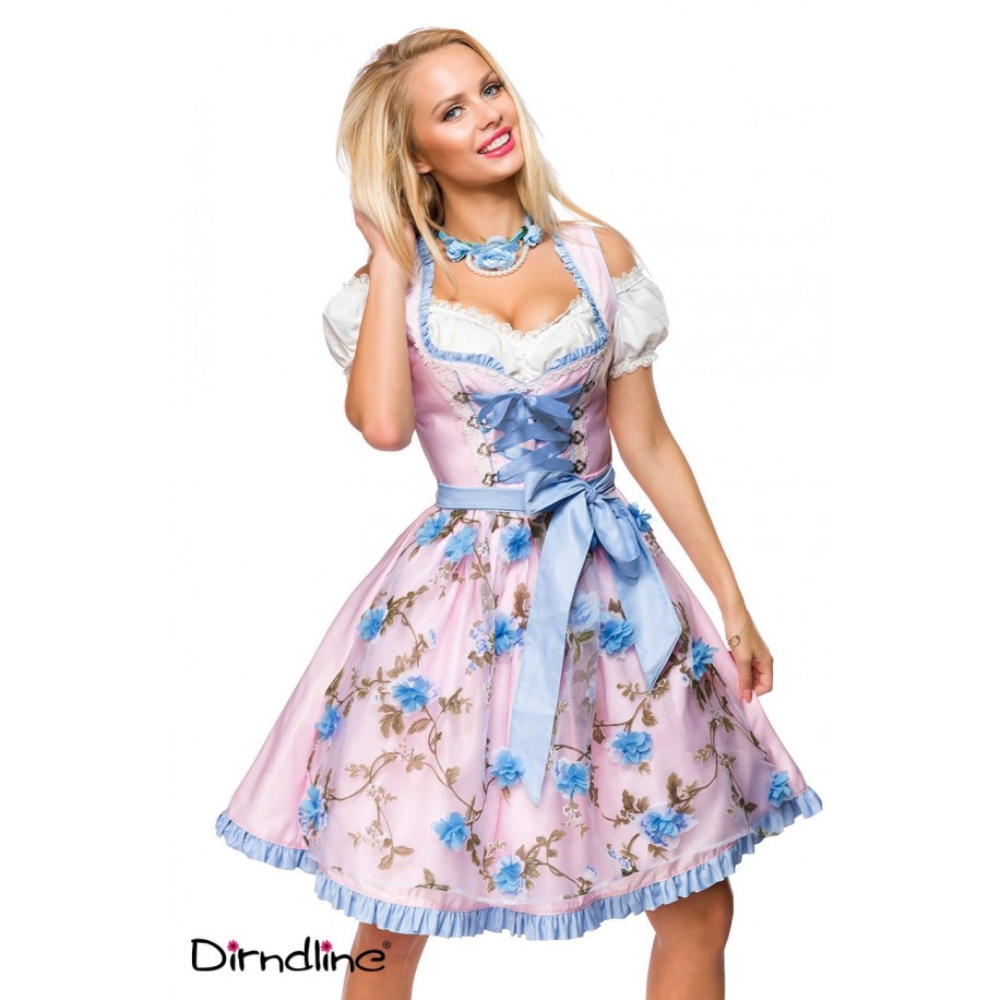 Dirndl von Dirndline mit Blumenschürze rosa