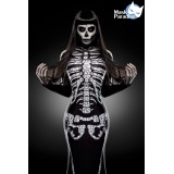 Skeleton Lady Kostüm, ein sexy Maxikleid mit Skelett-Print