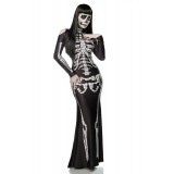 Skeleton Lady Kostüm, ein sexy Maxikleid mit Skelett-Print