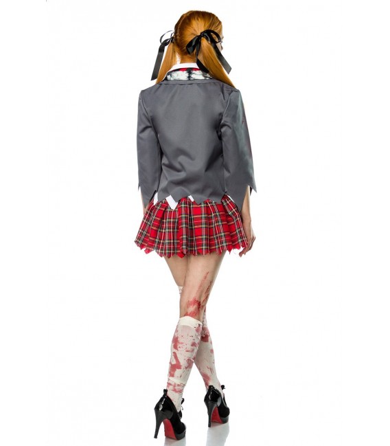 Gruseliges Zombiekostüm: Zombie Schoolgirl von Mask Paradise - Bluse, Rock, Krawatte, Jacke und Stockings