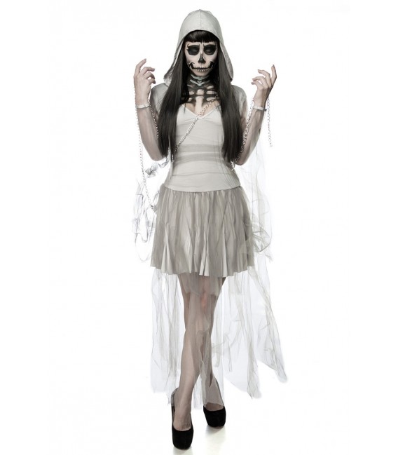 Gruseliges Skeleton Ghost Kostüm Komplettset von Mask Paradise