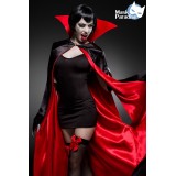 Sexy Vampire Kostüm Komplettset aus einem Cape mit großem Stehkragen und Öffnungen für die Arme und ein eng anliegendes Miniklei