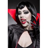 Sexy Vampire Kostüm Komplettset aus einem Cape mit großem Stehkragen und Öffnungen für die Arme und ein eng anliegendes Miniklei