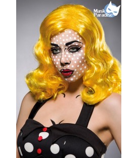 Pop Art Girl Perücke in kräftigem Farbton und schulterlanges, gewelltes Haar von Mask Paradise
