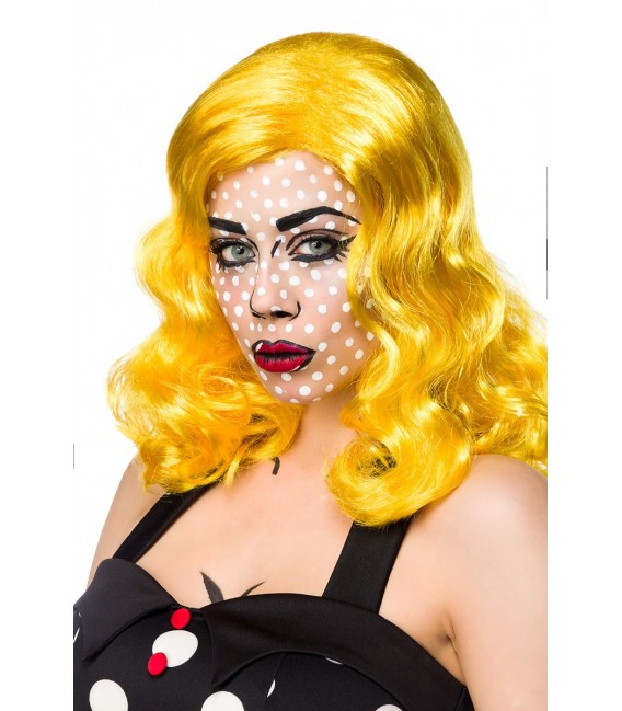 Pop Art Girl Perücke in kräftigem Farbton und schulterlanges, gewelltes Haar von Mask Paradise