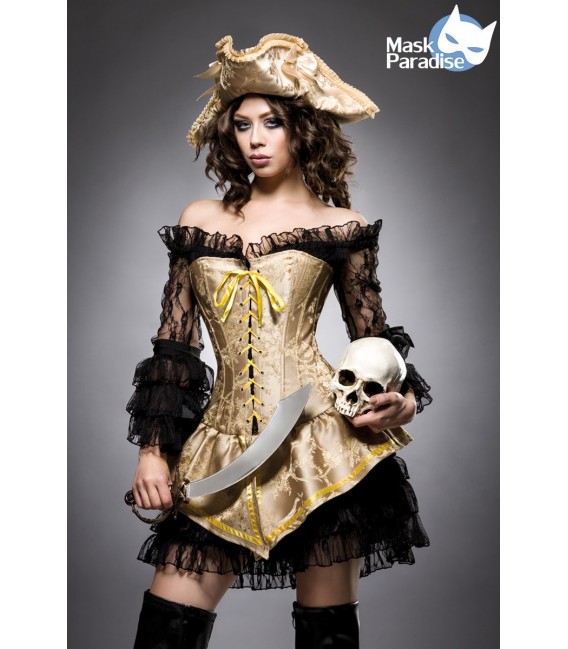 mehrteiliges Hot Pirate Kostüm Komplettset von Mask Paradise gold