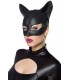 Hot Catwoman Kostüm Komplettset von Mask Paradise besteht aus einem heißen Wetlook-Overall mit langen Armen lange Krallen-Handsc