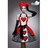 Queen of Hearts Kostümset von Mask Paradise mit stilechtem Herzmuster und ausgestelltem Rockteil