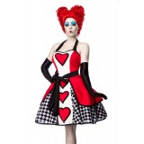 Queen of Hearts Kostümset von Mask Paradise mit stilechtem Herzmuster und ausgestelltem Rockteil