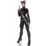 Catwoman Fighter Komplettset von Mask Paradis das Katzenkostüm besteht aus einem Overall, Holster, Fliegerbrille, Kappe und 2 Pi