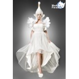 Schwanenkostüm "White Swan" Kostümset von Mask Paradise, besteht aus einem Kleid, einem Federbolero und Schwanenkopfkappe