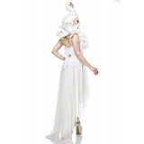 Schwanenkostüm "White Swan" Kostümset von Mask Paradise, besteht aus einem Kleid, einem Federbolero und Schwanenkopfkappe