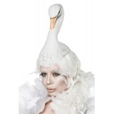 Schwanenkostüm "White Swan" Kostümset von Mask Paradise, besteht aus einem Kleid, einem Federbolero und Schwanenkopfkappe