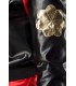  Suicide Samurai Kostümset von Mask Paradise, besteht aus einer Blouson Jacke in Lederoptik, einer High-Waist Hose und einem Sat