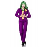  Lady Joker Kostümset von Mask Paradise, bestehend aus einem Blazer mit Weste, einer langärmligen Satinbluse und einer Hose