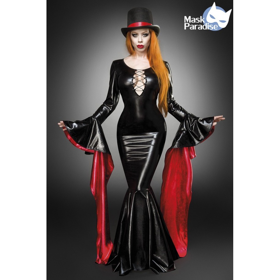 Hexenkostüm von Mask Paradise sexy Magic Mistress Kostüm Komplettset, ist aus einem figurbetontem Kleid und einem passenden Zyli