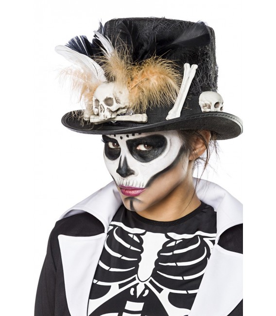 Voodoo-Priesterin - Voodoo Priestess Kostüm Komplettset von Mask Paradise, bestehend aus einem Frack, einem Body, dem Zylinder u