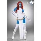 Comicfigur - Mystic Cosplay Kostümset von Mask Paradise besteht aus Catsuit, Kleid, Satinhandschuhe und Stockings, sowie Totenko