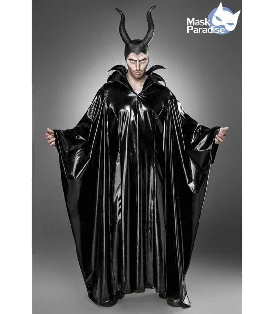 Fantasykostüm Maleficent Lord Kostüm Komplettset von Mask Paradise besteht aus Cape in Wetlook-Optik und Hörnermaske