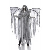 Todesengelkostüm Damen Angel of Death Kostüm Komplettset von Mask Paradise, aus Fransencape mit Kapuze und Flügeln aus Formdraht